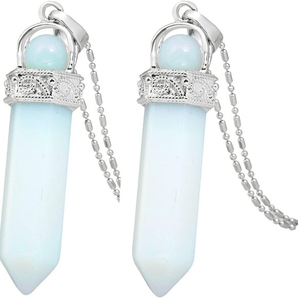 Crystal Point Necklaces Hexagonal Prism Stone Pendants with Chain Healing Jewelr - Picture 1 of 5